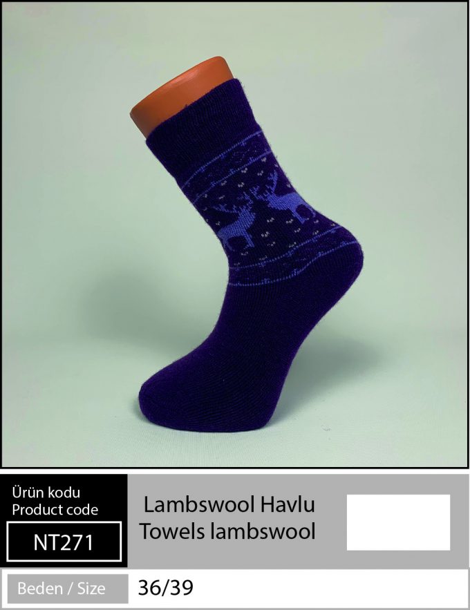 Lambswool Havlu Çorap - NT 271 MOR DESEN