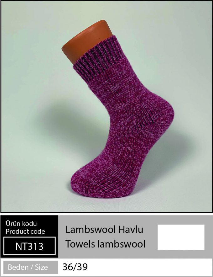 Lambswool Havlu Çorap - NT313 KIRMIZIPEMBE