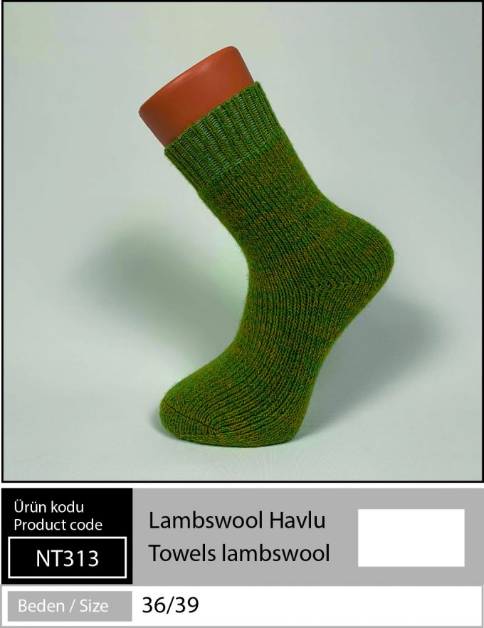 Lambswool Havlu Çorap - YEŞİL sarımsı NT 313